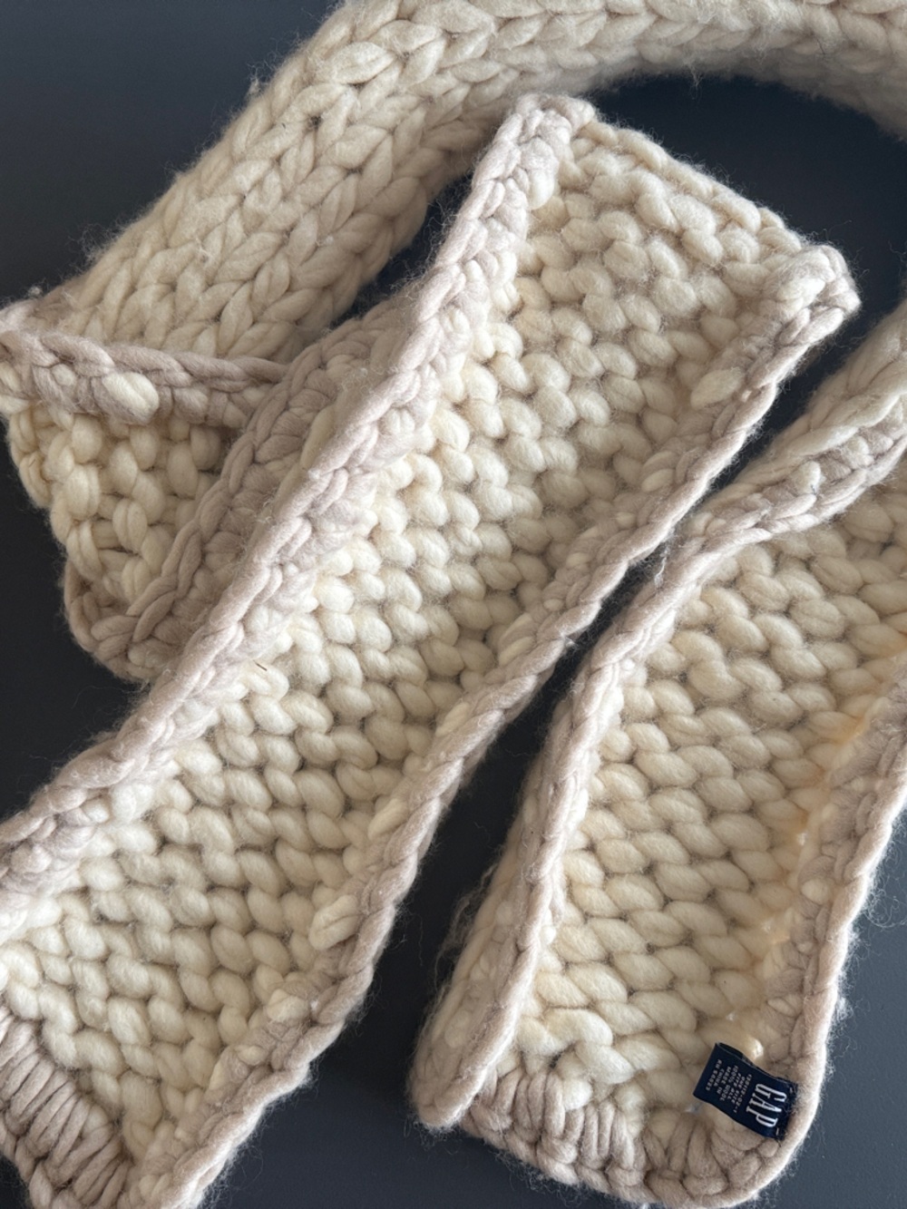 Gap Chunky Knit 100% Wool Cream Scarf